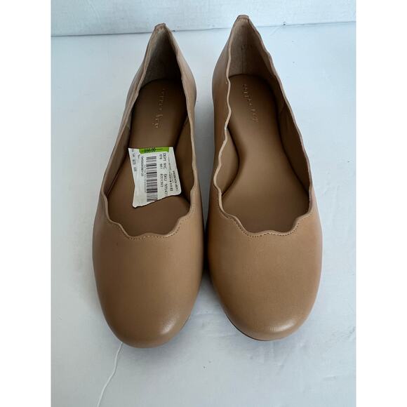 Copper Key Lovely Leather Beige Tan Scalloped Edge Ballet Flat Comfort Shoes 7.5 - Picture 5 of 8